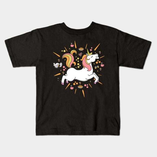 Unicorn Thanksgiving Super Awesome Kids T-Shirt by Xizin Gao